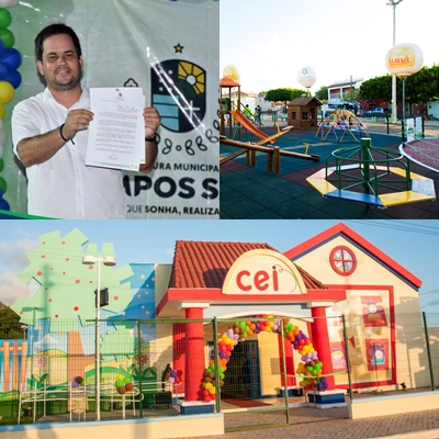Prefeito de Campos Sales: João Luiz (PT), inaugura hoje (27/11) um CEI e uma Brinquedopraça