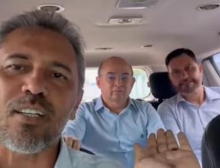 Elmano reúne adversários políticos Romeu Aldigueri e Sérgio Aguiar durante visita a Camocim